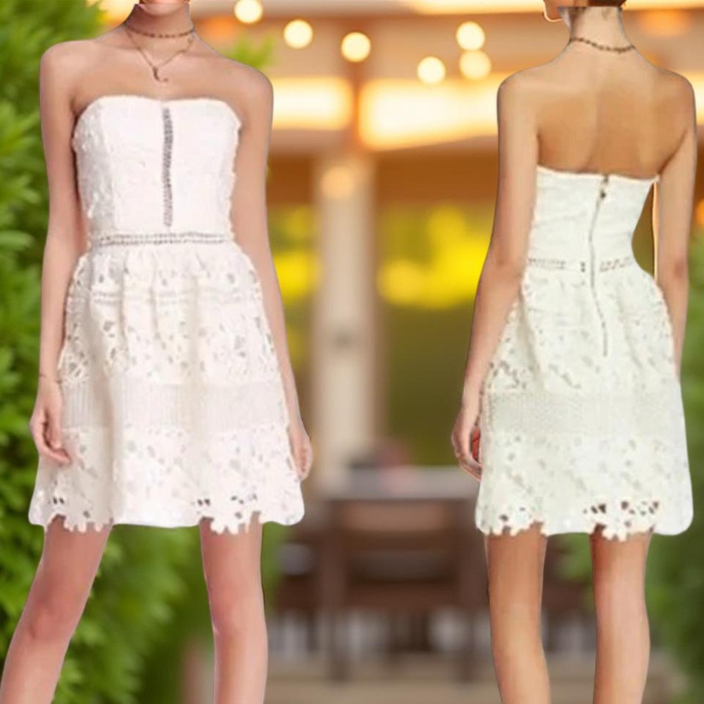 Romeo & Juliet Strapless Lace Eyelet Fit & Flare Dress Size Small